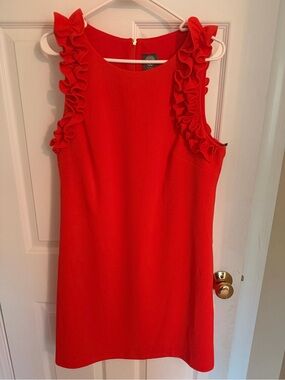 Vince Camuto Red Ruffle-Shoulder Mini Dress